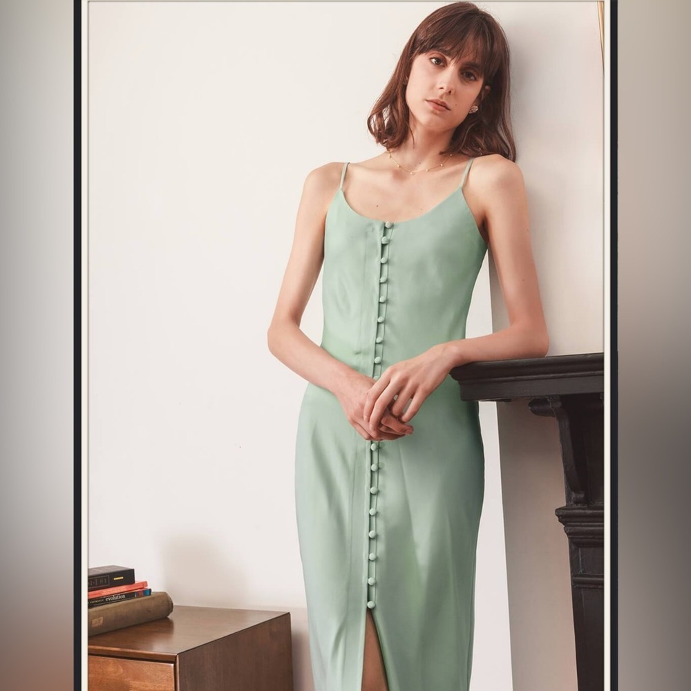 Simple Retro Beryl Green Midi Slip Dress - Aqua Green XS